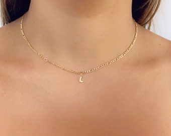 18K Gold Filled Dainty Initial Necklace,Tiny Letter Layering Necklace,Personalized Gift for Girlfriend,Paperclip Gold Initial Necklace