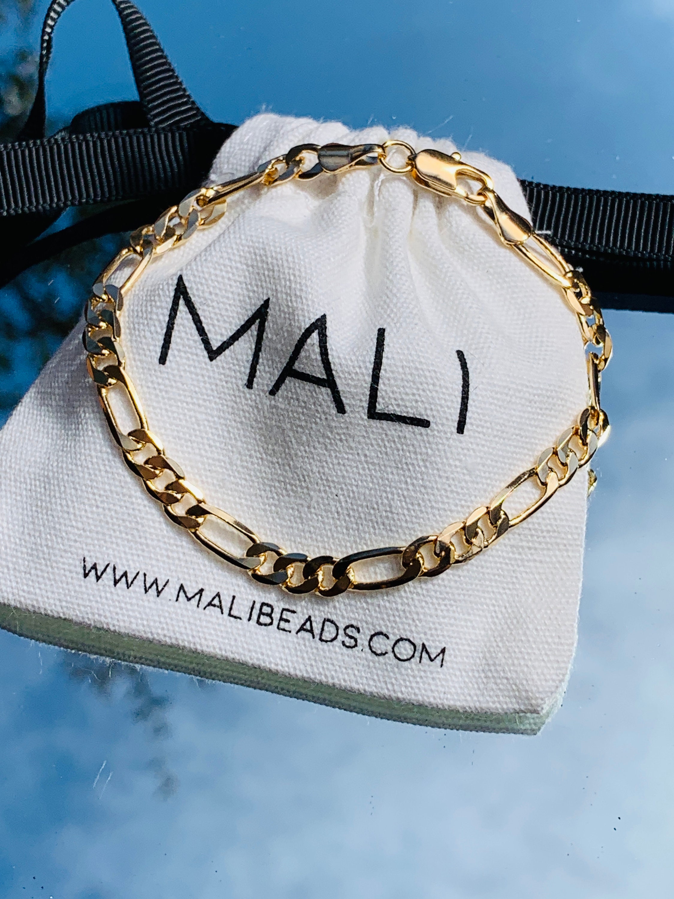 14K Solid Yellow Gold Filled Figaro Chain Necklace Collection In Necklaces Women Men Different Sizes 2 8mm 3 7mm 4 7mm 5 6mm - Foto 4