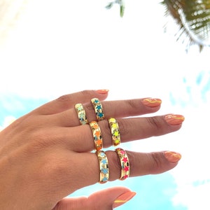 Dainty Enamel Star Ring,colorful Star Ring, Stacking Ring,celestial ...