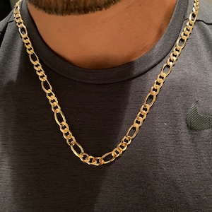 18K Gold Filled Figaro Necklace, 7mm Figaro Chain, Mens Figaro Necklace, Chunky Gold Necklace, Mens Jewelry, Link Chain, Thick Gold Chain