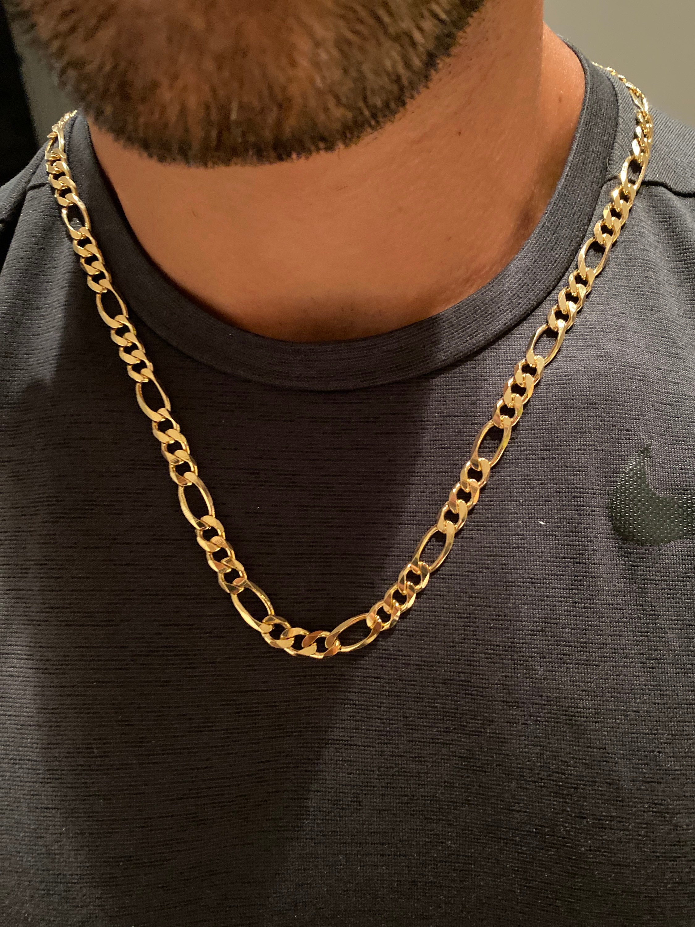 18K Gold Filled Figaro Necklace, 7mm Figaro Chain, Mens Figaro Necklace, Chunky Gold Necklace, Mens Jewelry, Link Chain, Thick Gold Chain