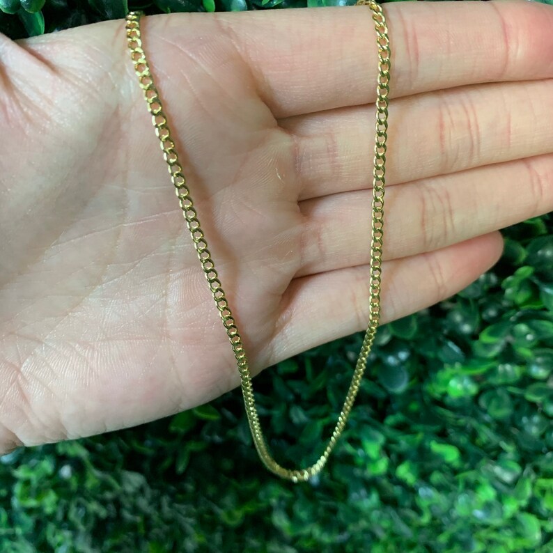 18K GF Gold Thin Cuban Link Mens Chaingold Link Chain for Etsy