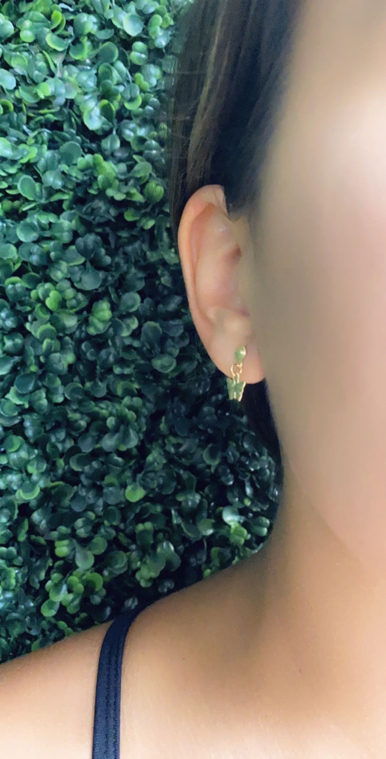 18K GF Dainty Gold Butterfly Dangle Earrings,Earrings for Little Girls,Butterfly Jewelry,Minimalist Charm Earrings,FlowerGirl Gift for her