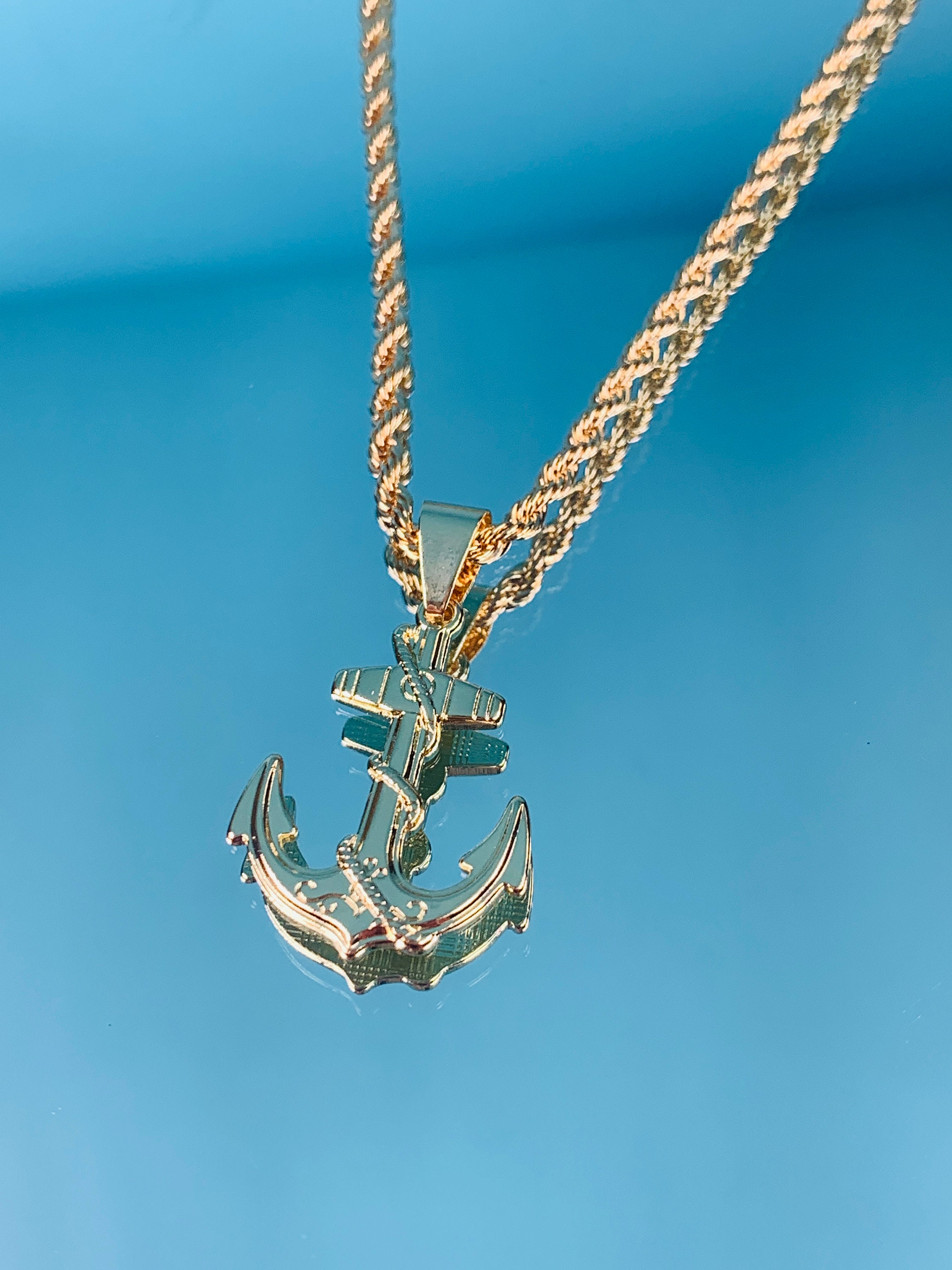 Bling Jewelry Collana con Pendente Ancora Nautica per Uomo
