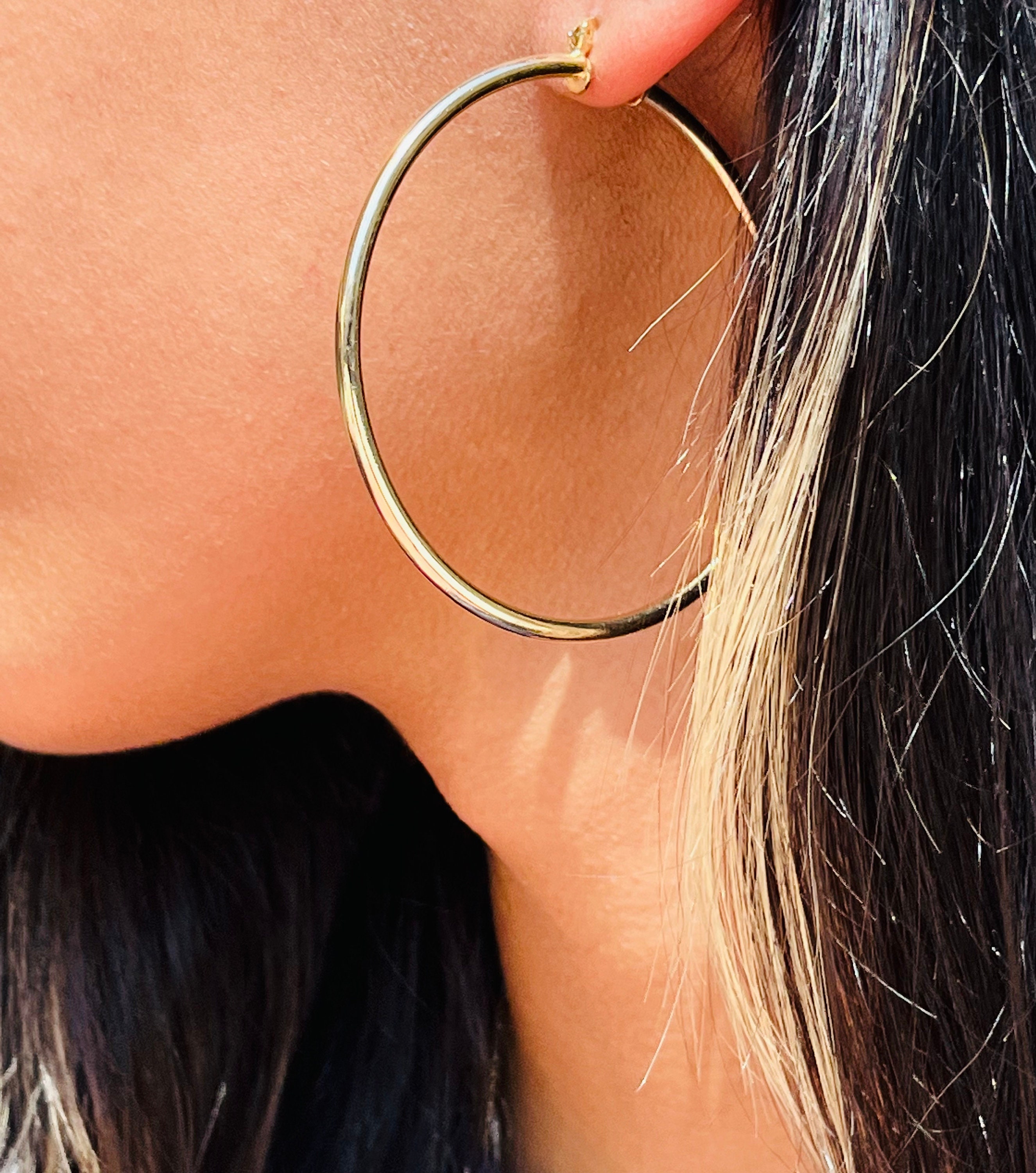 Buy Chunky Hoop Earrings, Large Circular Earrings, Gold Big Hoops,  Statement Earrings, Laka Luka Design chunky Hoops Online in India - Etsy