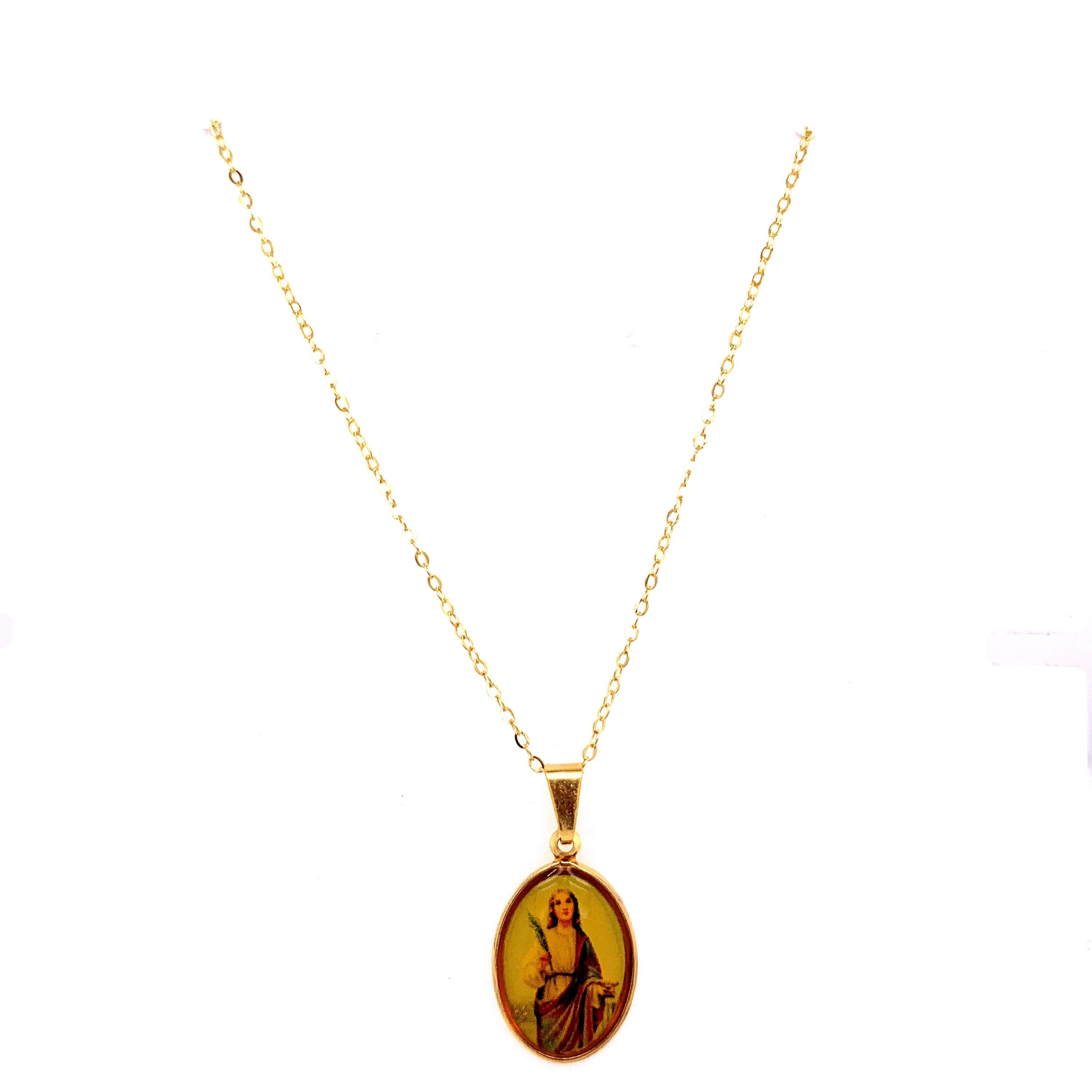 Saint Charm NecklaceSt LuciaLayer Necklace Gold Etsy