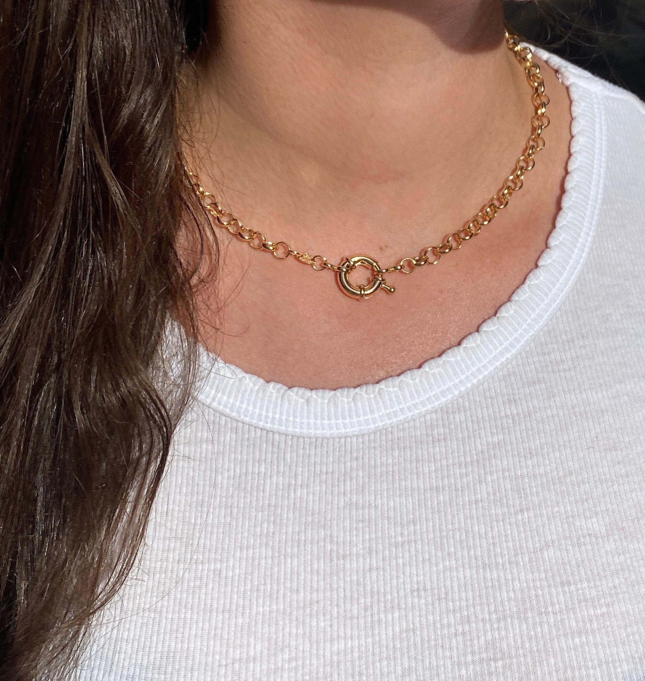 Padlock Necklace On 18K Rose Gold Filled Belcher Chain - 50cm Length, Bolt Ring Clasp