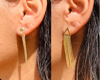 Gold Filled Chain Drop Earrings, Gold Statement Earrings, Tassel Earrings, Chain Earrings, Dangle Earrings, Everyday Earrings, Gift for Her