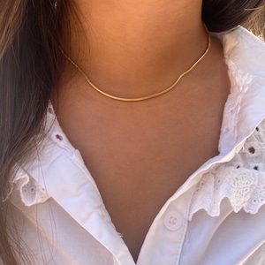 18k GF Snake Chain Necklace,Thick Gold Necklace,Gold Filled Link Chain,Hypoallergenic Necklace Gift for Her,Layer Statement Necklace, Charm