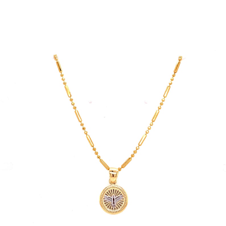 18k Holy Spirit Charm Necklace, Religious Necklace, Christian Necklace, Holy Spirit Jewelry, Charm Necklace, Communion Gift, Ready to ship image 4
