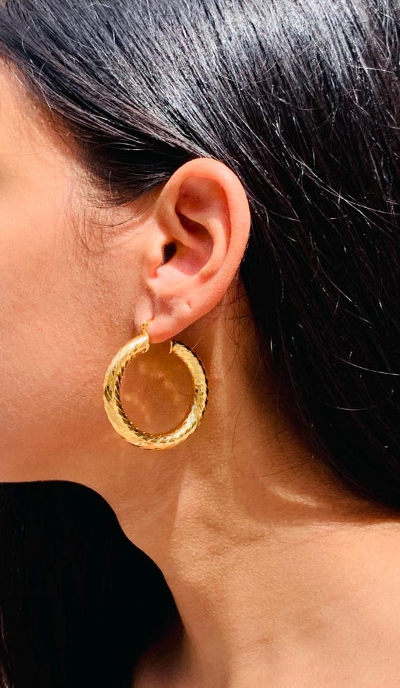 Orecchini A Cerchio Oro Grosso Con Sfera - A Goccia, Donna - Dichiarazione, Leggeri