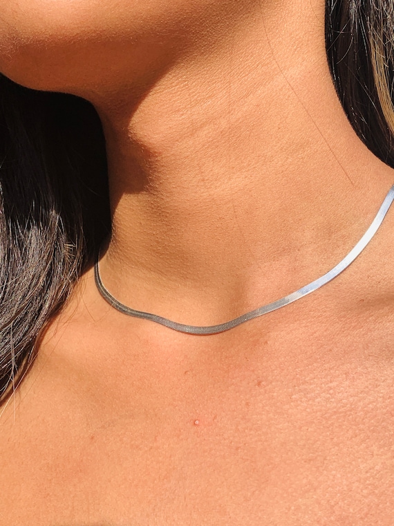 SILVER925 HERRINGBONE NECKLACE/シルバーネックレス 3mm Sterling Silver Herringbone Chain, 925 Jewelry, Herringbone