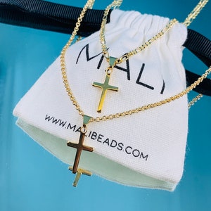 18K ゴールドフィルド クロスネックレス、クロスジュエリー、宗教ギフト、シンプルなゴールドクロスチェーン、堅信礼ギフト、メンズクロスネックレス、クリスチャンジュエリー
