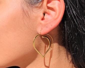 18K Gold Filled Heart Hoop Earrings, Modern Minimalist, Gift for Her, Girlfriend Anniversary