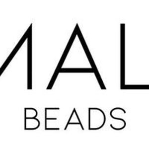 May include: Black and white logo for Mali Beads, a company that sells beads.