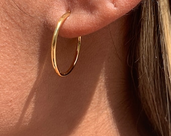 18KT Thin Gold Filled Hoops, Neverending Hoops, Infinity hoops, Dainty Hoop earrings, Minimalist Hoops, Womens Earrings, Lightweight Hoops