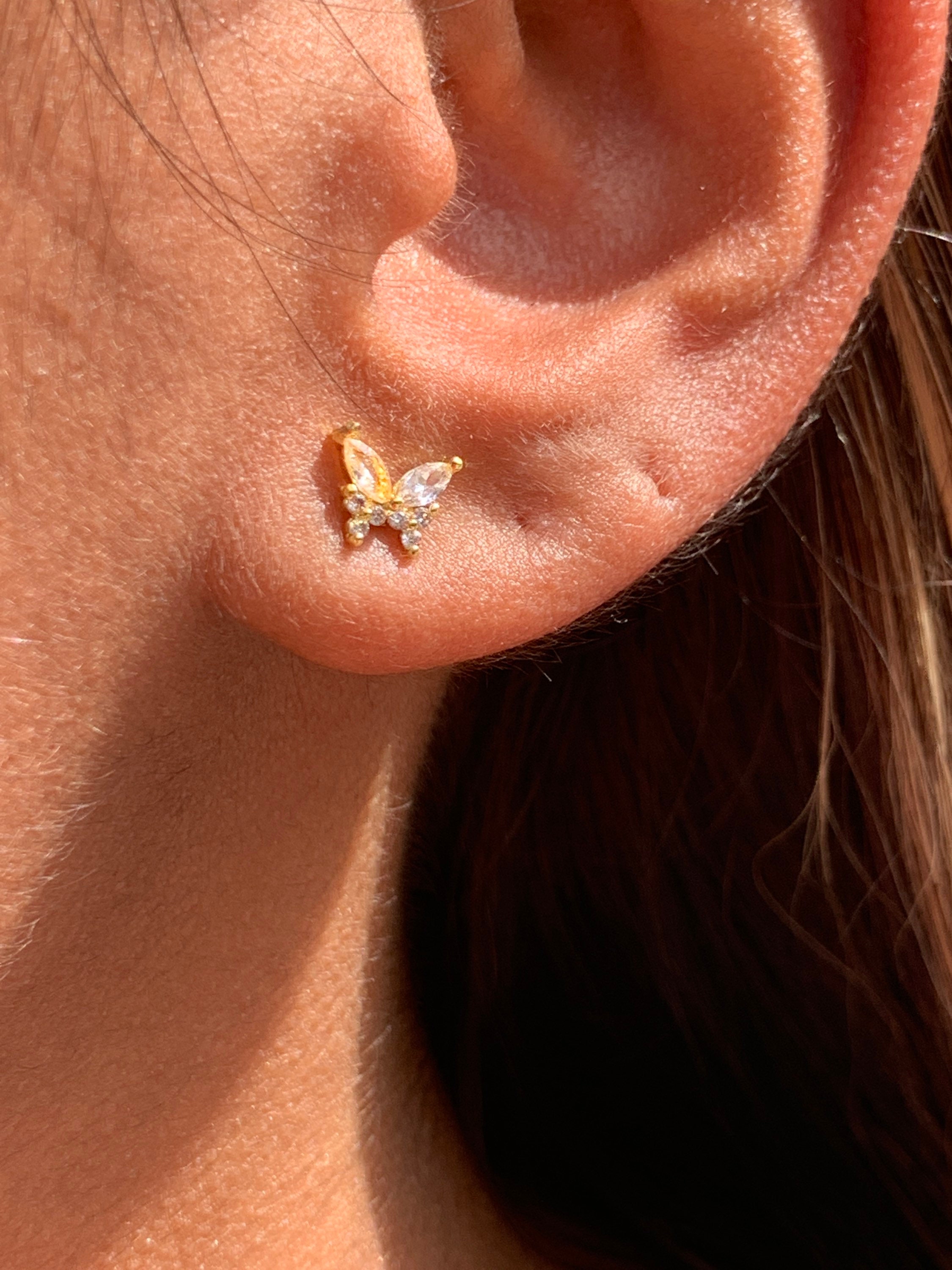 925 Silver Needle Mini Sweet Cute Flower Butterfly Zircon Children's  Student Stud Earrings Gold Silver Color Earrings - AliExpress