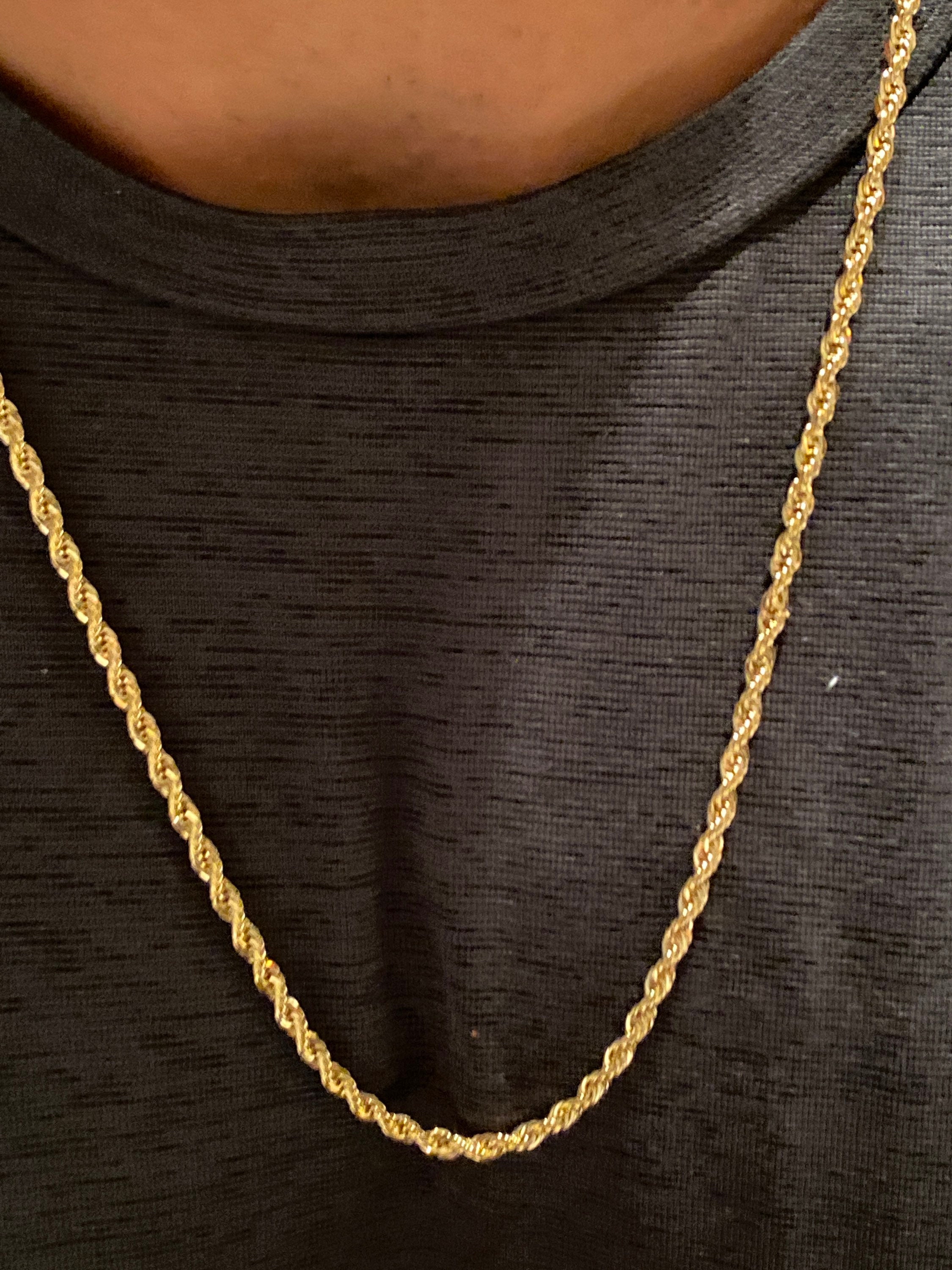 10K Solid Gelbgold Türkische Seil Kettenhalskette, 2,5 MM 3 MM 3,5