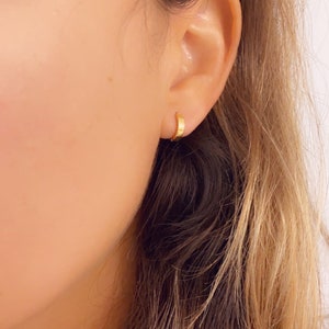 9mm Square Edged Mini Hoops, Gold Filled Huggies, Small Hoop Earrings, Dainty Huggy Earrings,Ear Stack, Dainty Hoops,Hoop Earrings, Huggies image 9