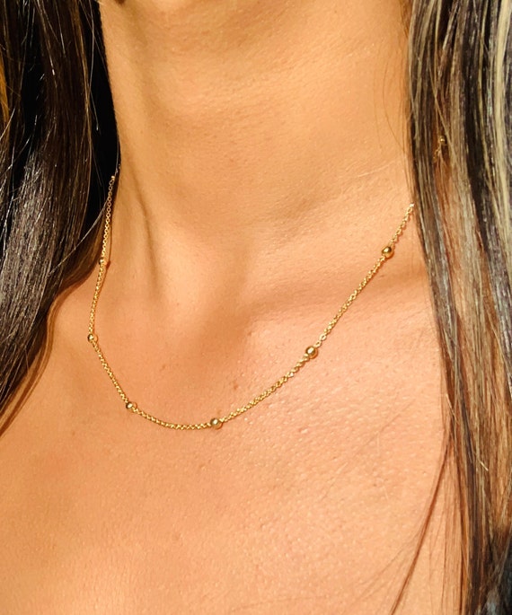 Gold filled Choker, Simple Minimalist Gold Filled Chain Necklace
