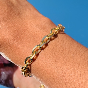 Thick Gold Filled Bracelet, Chunky Gold Chain Bracelet, Layering Bracelet, Stackable Womens Bracelet, Gift for Her, Designer Bracelet