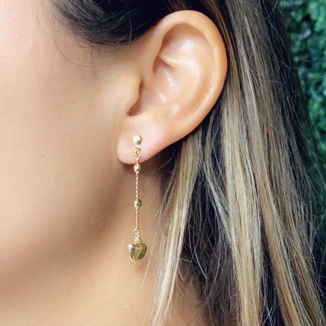 18K GF Dangling Heart Earringsdrop 