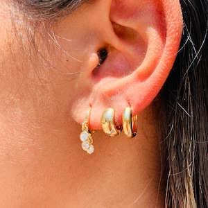 18K Gold Filled Chunky Hoop Earrings, Thick Gold Huggies, Waterproof Hoops, Lightweight hoops, Boho hoop, Simple hoops, Minimalist Earrings