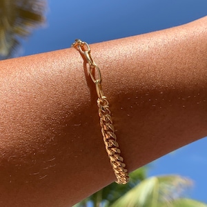 18K Gold Filled Link Bracelet,Women&#39;s Bracelet,Dainty Bracelet,Simple Bracelet,Layering Chain Link Bracelet,Gift for her,Minimalist bracelet
