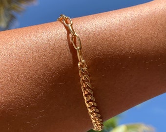 18K Gold Filled Link Bracelet,Women's Bracelet,Dainty Bracelet,Simple Bracelet,Layering Chain Link Bracelet,Gift for her,Minimalist bracelet