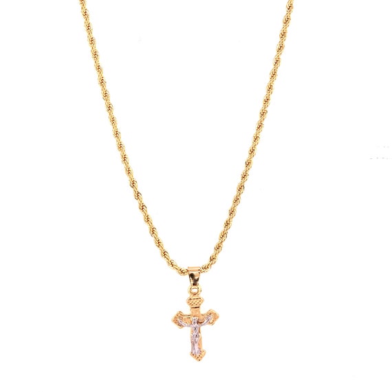 18KGF Jesus on Cross Rope Necklacesmall 