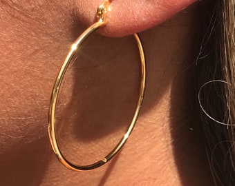 18K Simple Thin Gold Filled Hoop Earrings,Dainty Gold Hoops,Hoop earrings,Light Hoop Earrings, Big Wire Earrings,Minimalist Hoop Earrings