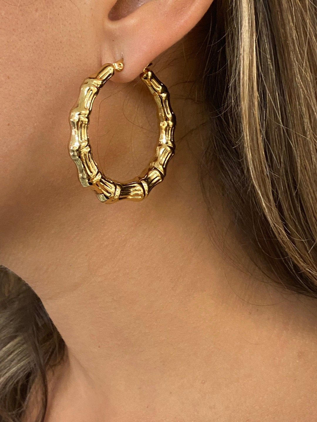 Yomhary 2.5 In Gold 90s Large Bamboo Hoop Earrings For Women - Foto 13