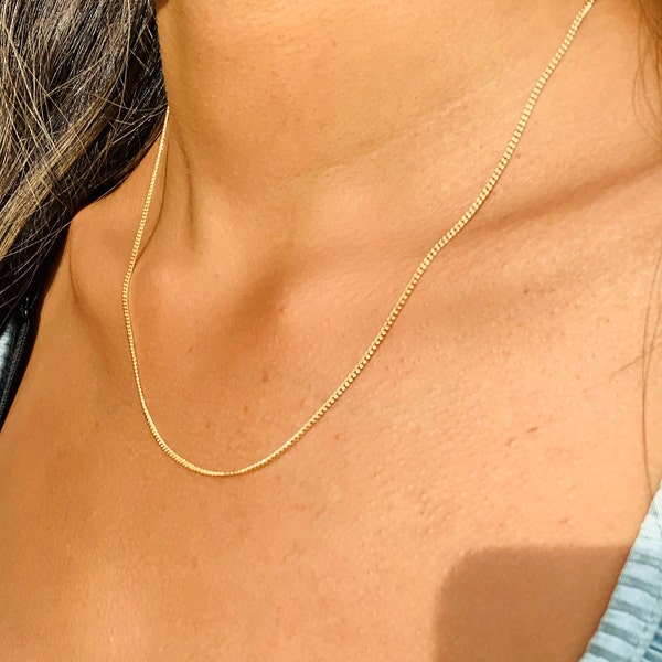 18K Gold Filled Thin Gold Chain, 1.2mm Curb Chain, 16" 18" 24" 30" Gold Link Chain, Pendant Necklace, Charm Necklace, Gold filled Chain