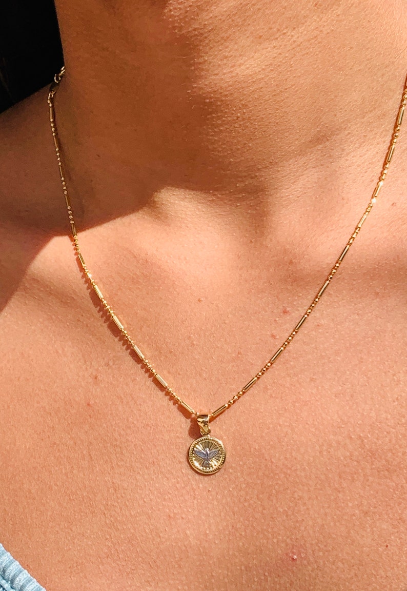 18k Holy Spirit Charm Necklace, Religious Necklace, Christian Necklace, Holy Spirit Jewelry, Charm Necklace, Communion Gift, Ready to ship image 10