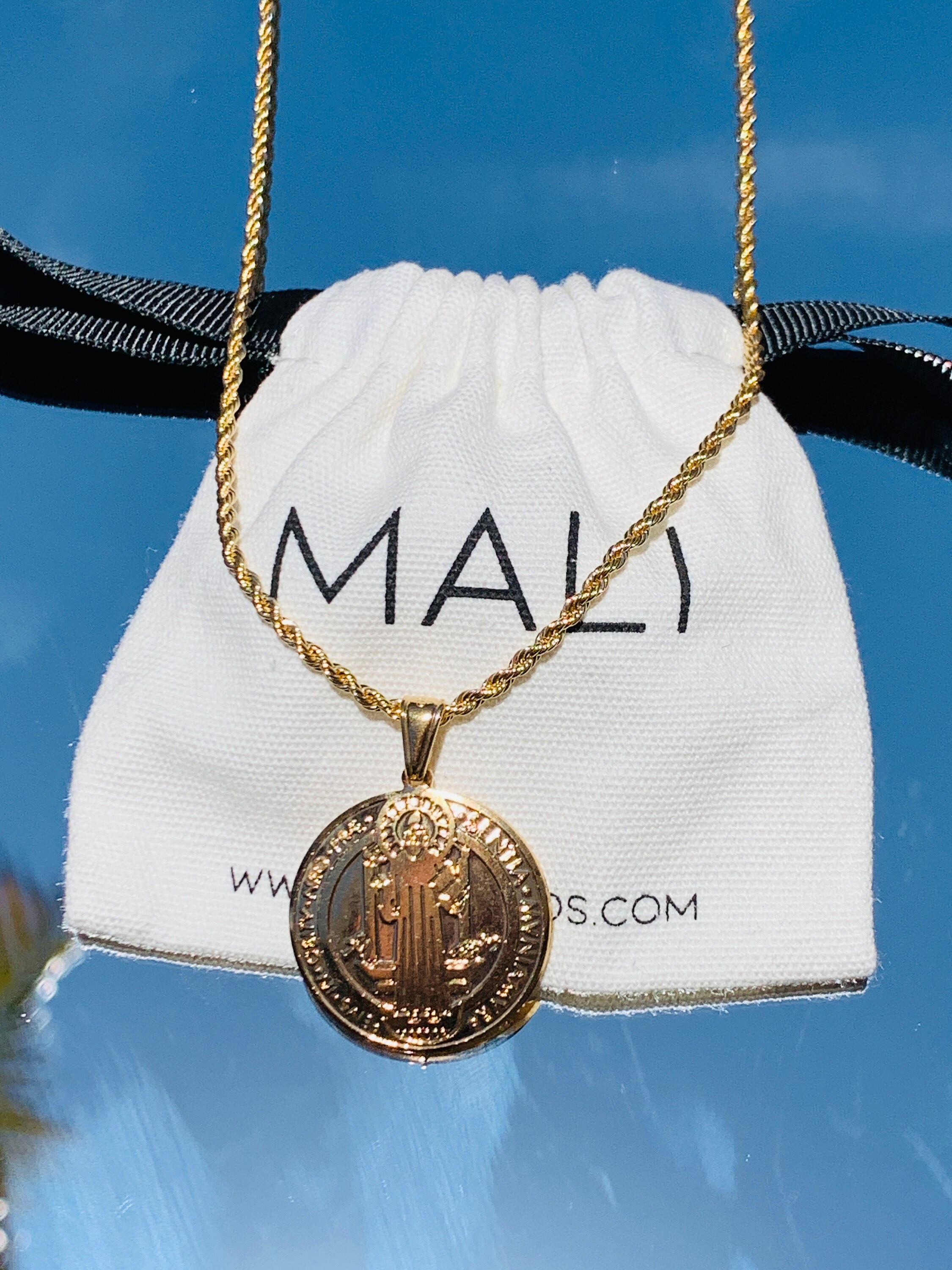 18k Saint Benedict Medal Necklace, St. Benedict Jewelry, Religious 