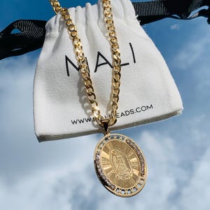18K Virgen de la Guadalupe herenketting, Cadena de Señora de Guadalupe, dikke gold filled kinketting, Mexicaanse heilige sieraden, cadeau voor zoon