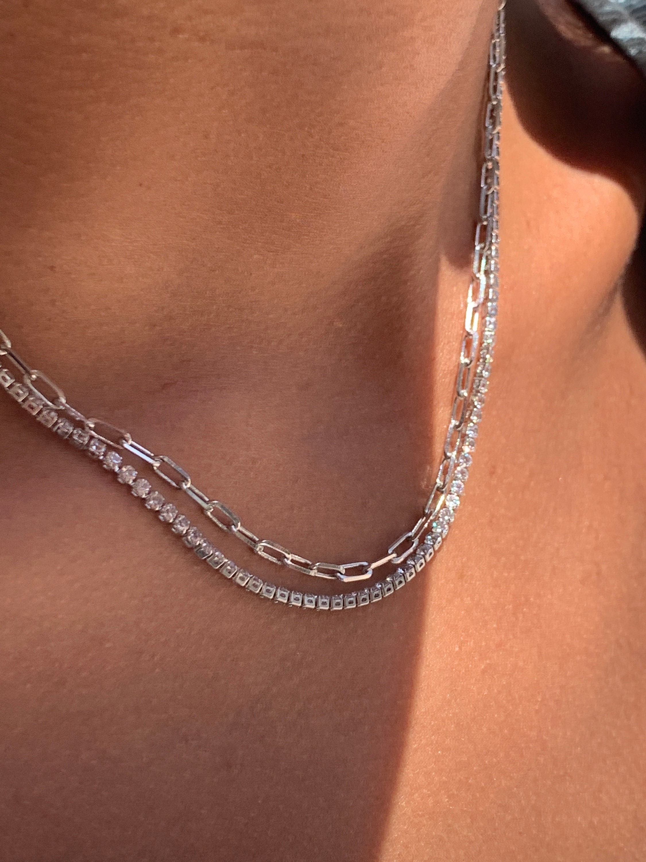 Double Wrap Tennis Necklace,dainty Tennis Necklace,diamond Tennis