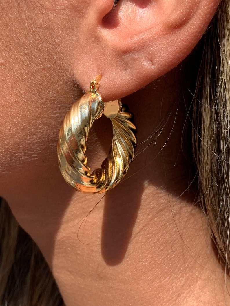 18KT Non Tarnish Thick Rope Hoops,Gold Filled Twisted Chunky Hoop Earrings,Lightweight Hoop Earrings,Large Gold Hoop Earrings,Everyday Hoops image 9