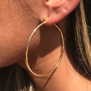 18K Gold Filled Large Hoop Earrings,Waterproof Hoop Earrings,Thin Hoops,Everyday wear Large Hoops,Lightweight Earrings,Hoop Earring,