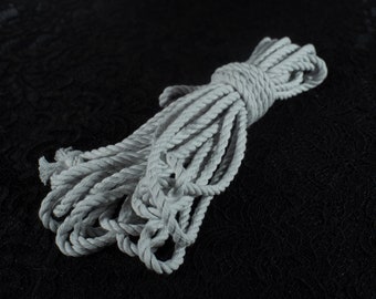 Pale Gray Twisted Cotton Rope Set for Bondage and Shibari