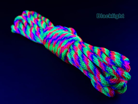 Neon Rainbow blacklight/uv Nylon Bondage Rope 1/4 6mm No U.S. or Canada  Import Fees Soft Shibari, Kinbaku, Kink, BDSM Rope 