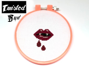 Vampire Fangs Kinky Cross Stitch - Pattern Only