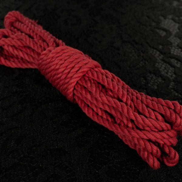 Crimson Red Twisted Cotton Rope Set for BDSM, Bondage, Kink. No U.S. Import fees
