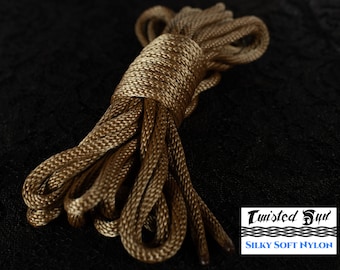 Antique Bronze Nylon Bondage Rope 1/4" 6mm -  No U.S. or Canada Import fees - Soft Shibari, Kinbaku, Kink, BDSM rope