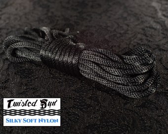 Gloss Black Nylon Bondage Rope 1/4" 6mm -  No U.S. or Canada Import fees - Soft Shibari, Kinbaku, Kink, BDSM rope