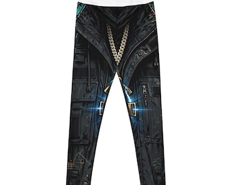 All-Over Print Yoga Leggings | Dark Lab Streetwear Leggings | Neon Noir Techwear | Black Graphic Leggings