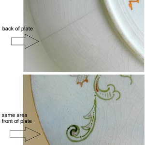 Ancienne assiette peinte à la main pensée et défilement art nouveau alto édouardien floral servant gâteau fleurs et feuilles glaçure ombre datée de décembre 1903 image 5