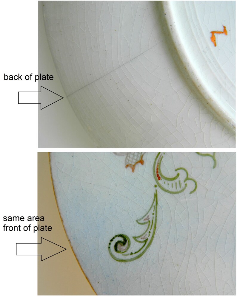 Ancienne assiette peinte à la main pensée et défilement art nouveau alto édouardien floral servant gâteau fleurs et feuilles glaçure ombre datée de décembre 1903 image 5