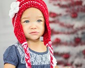Cappello - uncinetto cappello - Beanie ragazza - ragazze cappello - foto Prop - Beanie di San Valentino del Crochet - uncinetto paraorecchie - fiore - Valentino - cappello fiore