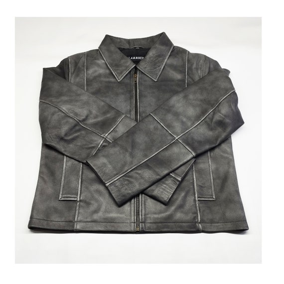 Distressed Leather Jacket Handmade 90s Oversized Leather Jacket Dark Grey Genuine Lambskin Y2K Leather Jacket for Women Boxy Leather Jacket Etsy